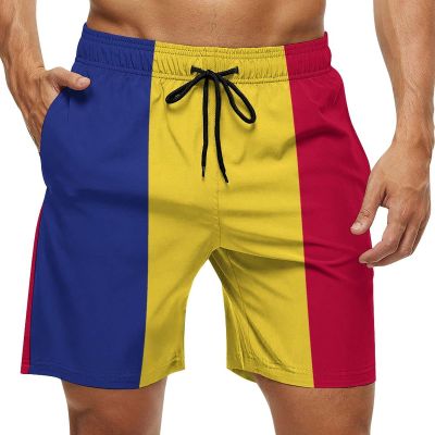 Adugen Origei Romanian Flag Shorts Surf Men's Beach Swim Trunk S
