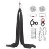 5.5 Yards Aerial Silks Equipment, Stretch Aerial Silk Starter Kit For Aerial Acrobatic Dance, Aerial Yoga Hammock 5m Long, Black view 1