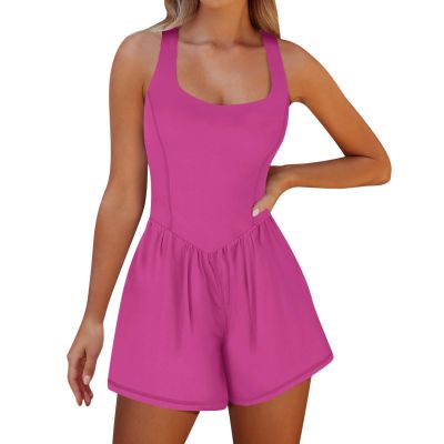 KICILVS Athletic Rompers for Women Sleeveless Workout Jumpsuits Wide Leg Yoga Shorts Romper Casual Gym Outfits