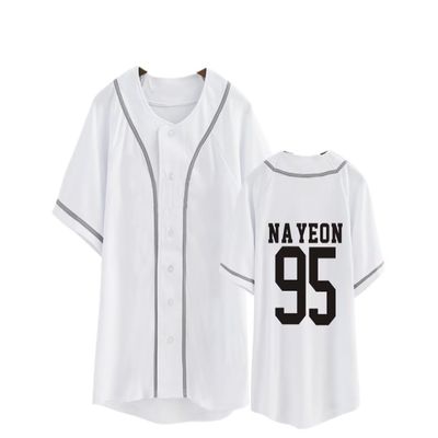 FUJUTANG Twice Baseball Jersey Tzuyu Mina Momo Sana Dahyun Chaeyoung V Neck Hip-Hop T-Shirt