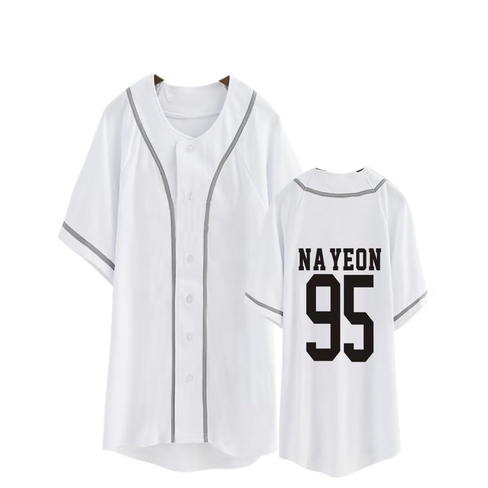 FUJUTANG Twice Baseball Jersey Tzuyu Mina Momo Sana Dahyun Chaeyoung V Neck Hip-Hop T-Shirt