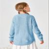 Haloumoning Girls Cute Heart Love Print Sweater Tops Oversized Crew Neck Dot Ball Knitted Valentine Pullover 5-14 Years Blue view 2