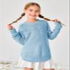 Haloumoning Girls Cute Heart Love Print Sweater Tops Oversized Crew Neck Dot Ball Knitted Valentine Pullover 5-14 Years Blue view 3