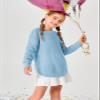 Haloumoning Girls Cute Heart Love Print Sweater Tops Oversized Crew Neck Dot Ball Knitted Valentine Pullover 5-14 Years Blue view 4