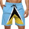 Adugen Origei Saint Lucia Flag Shorts Surf Men's Beach Swim Trunk L