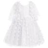 OBEEII Butterfly Dress for Girls Toddler Pageant Dress Sleeveless V Neck Ruffle 3D Butterfly Tulle Party Dress Puffy Flower Girl Dress Birthday Christmas Baptism Dress White 7-8 Years view 1