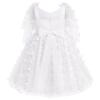 OBEEII Butterfly Dress for Girls Toddler Pageant Dress Sleeveless V Neck Ruffle 3D Butterfly Tulle Party Dress Puffy Flower Girl Dress Birthday Christmas Baptism Dress White 7-8 Years view 2