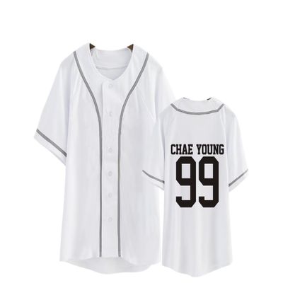 FUJUTANG Twice Baseball Jersey Tzuyu Mina Momo Sana Dahyun Chaeyoung V Neck Hip-Hop T-Shirt