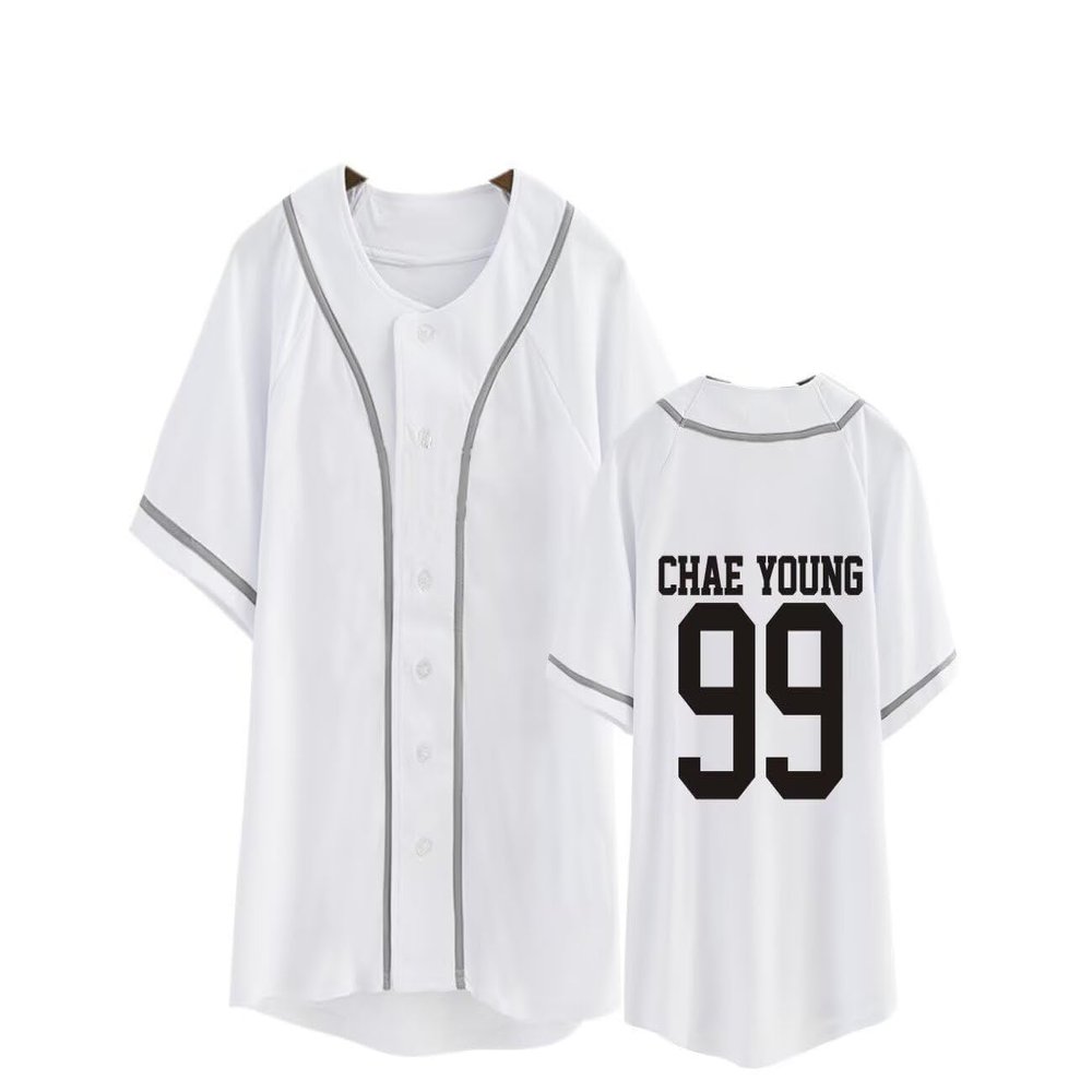 FUJUTANG Twice Baseball Jersey Tzuyu Mina Momo Sana Dahyun Chaeyoung V Neck Hip-Hop T-Shirt