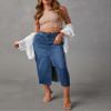 Women's Casual Denim Skirt High Waist Split Front Long Jean Skirts Midi Length A Line Pencil Skirts (Dark Blue, S) view 2
