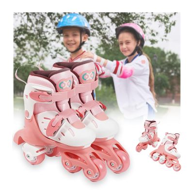 Adjustable Roller Skates for Girls and Boys, Beginner and Advanced Modes, Glitter Wheels, Thickened Support, Strong Bearing Capacity (Pink, S(Ingrowth 7.28-8.07 in 4-8 Years Old)