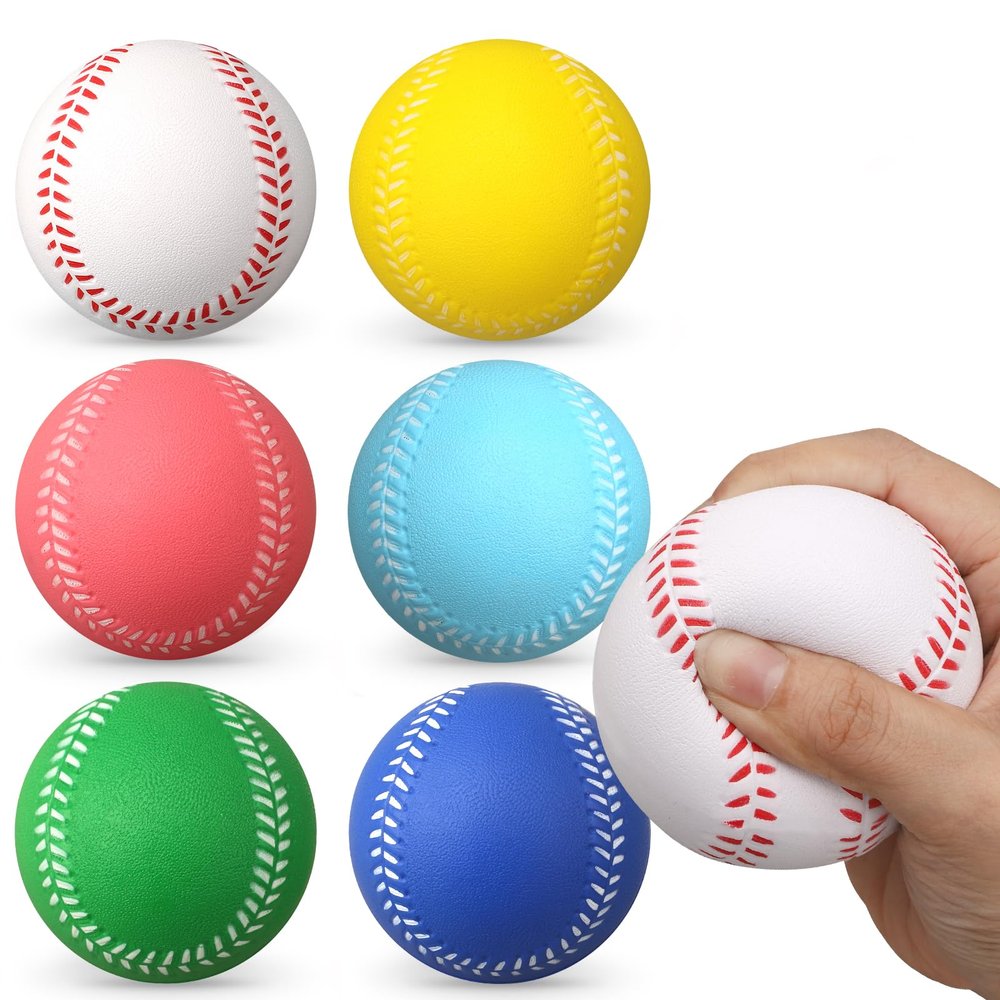Dilabnba 6PCS Foam Baseballs, Softballs Practice Training Ball for Kids Beginners, Hand Exercise Squeeze Ball for Kids Adults, Safe Throwing, Catching and Batting Practice (2.6inch)