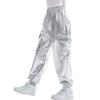 Rolanko Girls Shiny Metallic Cargo Pants, Sparkle Jogger Pants for Girls Hip Hop Dance Streetwear Cargo Trousers (Silver, 12-14) view 1