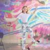 Rolanko Girls Shiny Metallic Cargo Pants, Sparkle Jogger Pants for Girls Hip Hop Dance Streetwear Cargo Trousers (Silver, 12-14) view 3