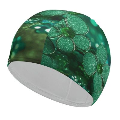 Green Sparkly Spring Swim Cap for Men Women Short/Long Hair Swimming Cap Comfortable Bathing Cap Swimming Hat