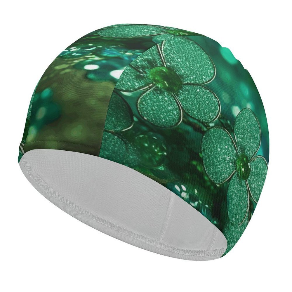 Green Sparkly Spring Swim Cap for Men Women Short/Long Hair Swimming Cap Comfortable Bathing Cap Swimming Hat