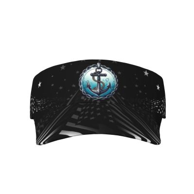 SwpWab Badge with Ship's Wheel and Anchor Rope Cool Breathable Fashionable Eye Protection Sunshade Top Hat Black