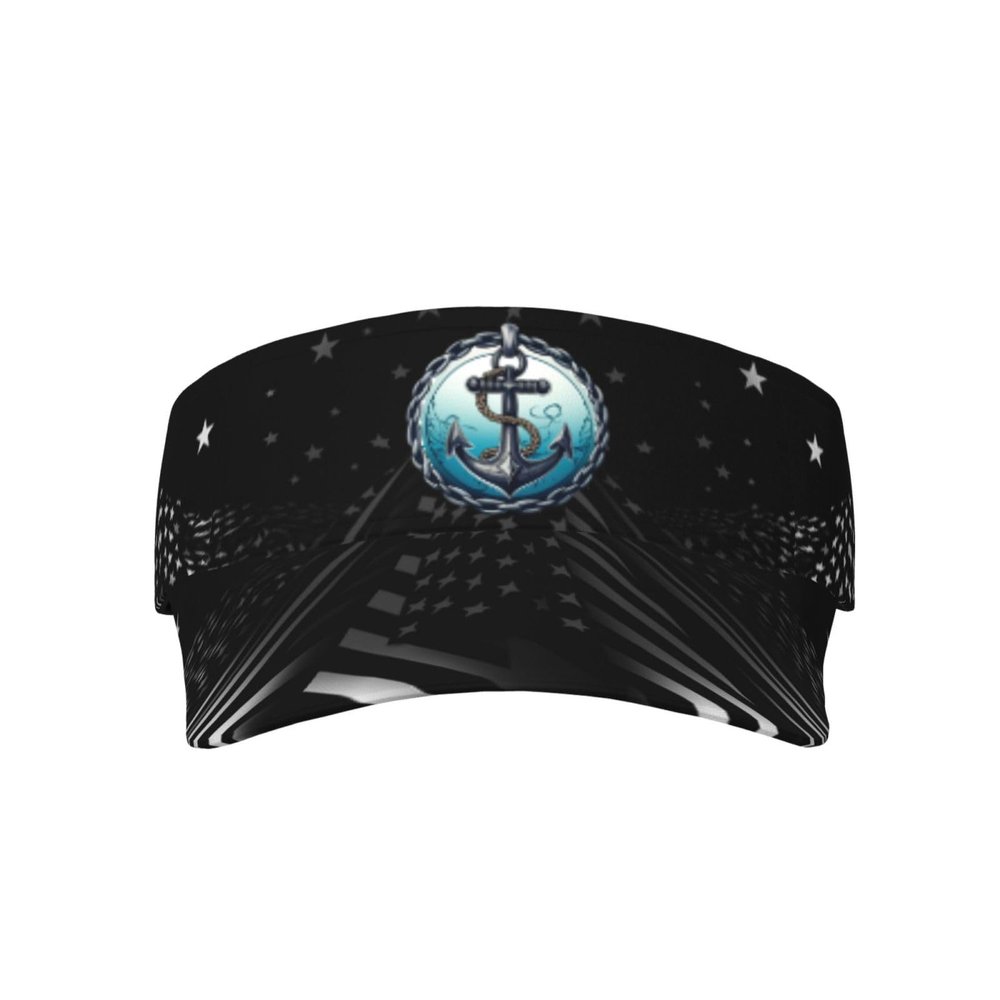 SwpWab Badge with Ship's Wheel and Anchor Rope Cool Breathable Fashionable Eye Protection Sunshade Top Hat Black