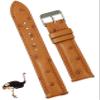 21mm Tan Ostrich Watch Band Men Quick Release Exotic Leather Watch Strap Vintage Replacement Wristband Extra Soft Elegant Leather Strap Silver Buckle Valentine's Gift For Him Her DH-182-21MM view 1