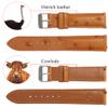 21mm Tan Ostrich Watch Band Men Quick Release Exotic Leather Watch Strap Vintage Replacement Wristband Extra Soft Elegant Leather Strap Silver Buckle Valentine's Gift For Him Her DH-182-21MM view 2