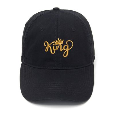 King with Crown Embroidered Mens Baseball Cap Cotton Washed Baseball Hat (Black)