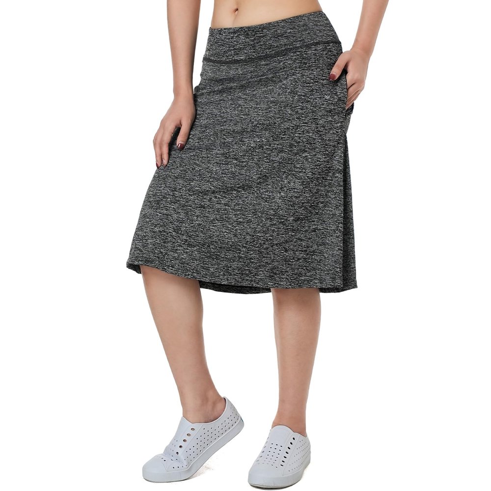 Women Skorts Skirts with Zipper Pockets,Athletic Golf Tennis Swim Skirts 26" Knee Length Skorts for Women(Grey Charcoal XL)