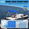 3Bow Bimini Top Storage Boot Cover with Light Hole Bimini Cover Boot Waterproof 900D Marine Grade Pontoon Bimini Top Replacement Boot,6'L 61"-66" W Blue view 4