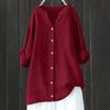FOCLMP Womens Cotton Linen Tunic Tops Boho Peasant Summer Tops Long Sleeve Button Down Shirts Blouse Dressy Casual Clothing Summer Blouses Wine L view 2