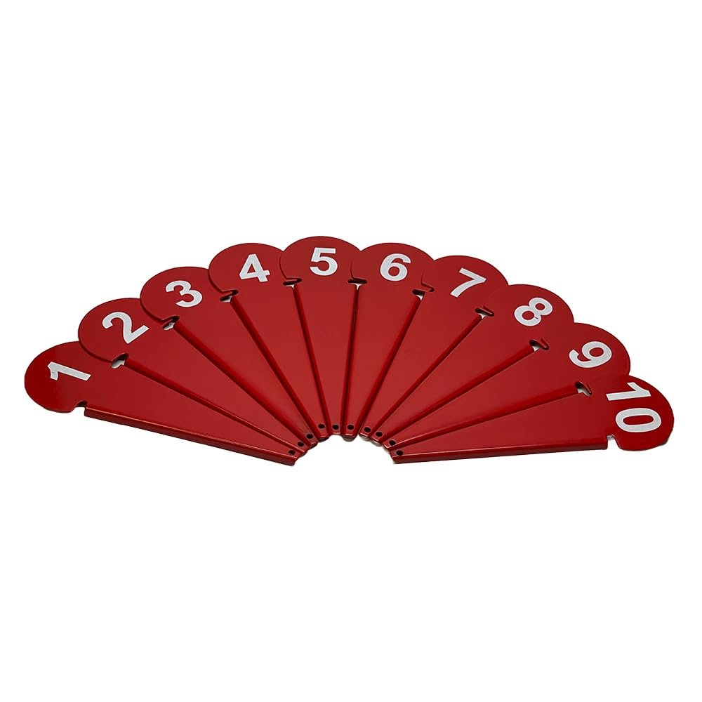 Amber Fight Gear Durable Discus & Shot Put Markers, Set of 10 Track and Field Equipment with Spiked Tips, High Visibility, Heavy-Duty Metal Build for Training & Competition, 7 x 2.5 Inches (Red)