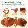 SWDZM Girls Latin Dance Shoes Low Heels Ballroom Salsa Tango Professional Dance Shoes,Brown,Heel 1 3/8 inch,Suede Sole,5 US Big Kid view 4