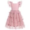 Baby Girl Fairy Dress Toddler Princess Butterfly Tutu Dress Ruffle Sleeves Backless Flower Girl Wedding Birthday Tulle Dresses Dusty Pink 5-6 Years view 1