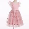 Baby Girl Fairy Dress Toddler Princess Butterfly Tutu Dress Ruffle Sleeves Backless Flower Girl Wedding Birthday Tulle Dresses Dusty Pink 5-6 Years view 2