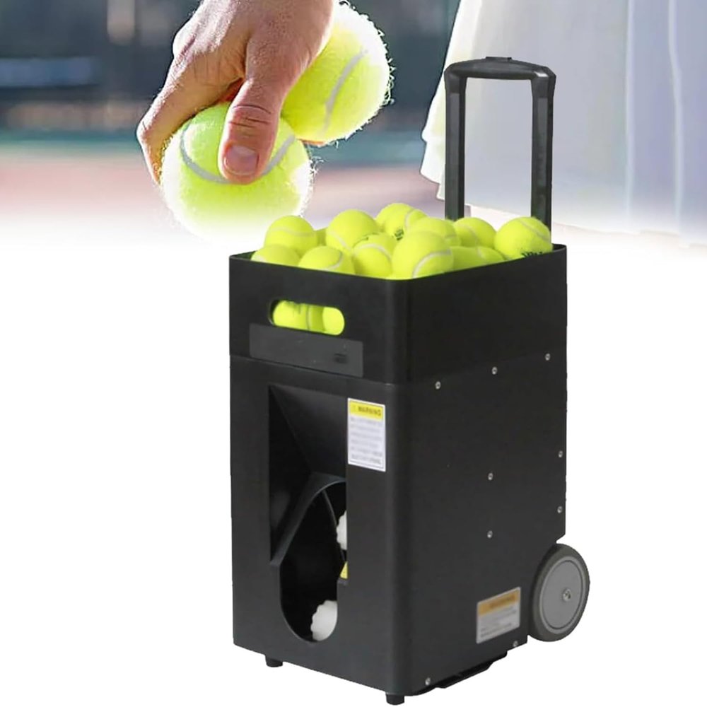 Portable Tennis Ball Machine, Home Tennis Ball Machine, with 50 Large Capacity, Adjustable Launching Angle, Speed, Rotation Frequency, for All Tennis Players Lovers