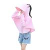 Kids Long Sleeve Sun Protective Coat Outdoor Anti- Ice Silk Breathable Big Hat Brim Zip Outdoor (Pink, 7-9 Years) view 2
