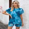LOMON Womens Lounge Sets Fashion 2 Piece Sweatsuit Outfits 2026 Summer Short Sleeve Loungewear Tracksuits(Blue Tie Dye,M) view 2