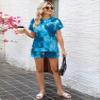LOMON Womens Lounge Sets Fashion 2 Piece Sweatsuit Outfits 2026 Summer Short Sleeve Loungewear Tracksuits(Blue Tie Dye,M) view 4