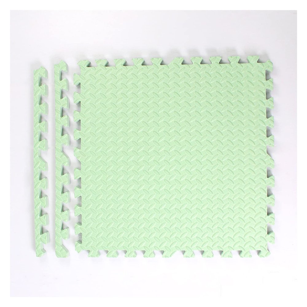 XSMYdpUS 12Pcs Interlocking Carpet Foam Mats,12X12  24X24inch Interlocking Carpet Tiles,Exercise Play Mat with Border,Thicken Area Rugs Floor Tiles for Gym Equipment,Training and Yoga,Light Green,60