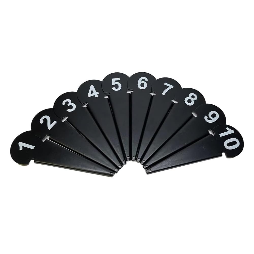 Amber Fight Gear Durable Discus & Shot Put Markers, Set of 10 Track and Field Equipment with Spiked Tips, High Visibility, Heavy-Duty Metal Build for Training & Competition, 7 x 2.5 Inches (Black)