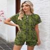 LOMON Women Sweatsuits Sets Fashion Comfy Casual Two Piece Outfits Sets Spring Short Sleeve Loungewear Shorts(Army Green Floral,XL) view 2