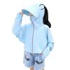 Kids Long Sleeve Sun Protective Coat Outdoor Anti- Ice Silk Breathable Big Hat Brim Zip Outdoor (Blue, 3-6 Years) view 2