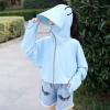 Kids Long Sleeve Sun Protective Coat Outdoor Anti- Ice Silk Breathable Big Hat Brim Zip Outdoor (Blue, 3-6 Years) view 3