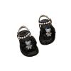 Toddler Infant Girls Pearl Bear Bow Princess Sandals Open Toe Soft Flat Soled Sandals Summer Fashion Shoes (Black, 9 Toddler) view 1