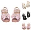 Toddler Infant Girls Pearl Bear Bow Princess Sandals Open Toe Soft Flat Soled Sandals Summer Fashion Shoes (Black, 9 Toddler) view 2