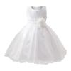 Girls' Dress Spring/Summer Solid Color Sleeveless Sequins Flower Mesh Dress Party Birthday School (White, 5-6 Years) view 1