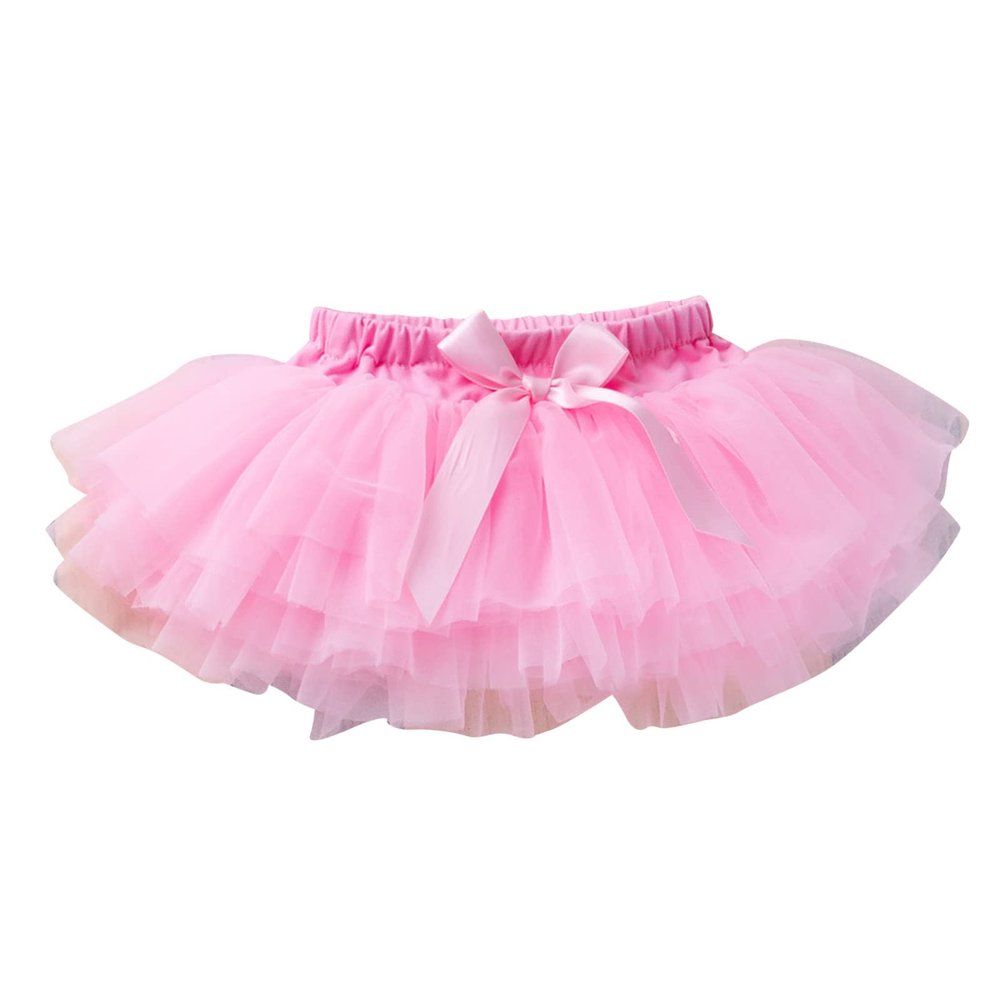 NineFit Basics Infant Newborn Baby Girls Soft Tutu Skirt Shorts Solid Bowknot Party Carnival Mesh Tulle Tutu Skirt (Pink, 6-12 Months)