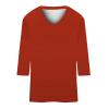 GOKKILRW Womens Tops 3/4 Sleeve Crewneck Cute Shirts Casual Plain Color Trendy Tops Three Quarter Length V Neck Loose T Shirt Summer Pullover 2024 Lounge Clothes Red view 4