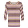 3/4 Length Sleeve Womens Tops Striped Casual Crew Neck T Shirts Loose Fit Color Block Business Dressy Blouses Summer Tops for Women 2025 Striped Tshirt Women Women's T-Shirts, Brown, X-Large view 4