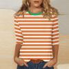 3/4 Length Sleeve Womens Tops Striped Casual Crew Neck T Shirts Loose Fit Color Block Business Dressy Blouses Summer Tops for Women 2025 Striped Tshirt Women Women's T-Shirts, Orange, X-Large view 2