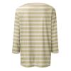 3/4 Length Sleeve Womens Tops Striped Casual Crew Neck T Shirts Loose Fit Color Block Business Dressy Blouses Summer Tops for Women 2025 Striped Tshirt Women Women's T-Shirts, Khaki, 3X-Large view 4