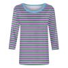 3/4 Length Sleeve Womens Tops Striped Casual Crew Neck T Shirts Loose Fit Color Block Business Dressy Blouses Summer Tops for Women 2025 Striped Tshirt Women Women's T-Shirts, Purple, XX-Large view 4